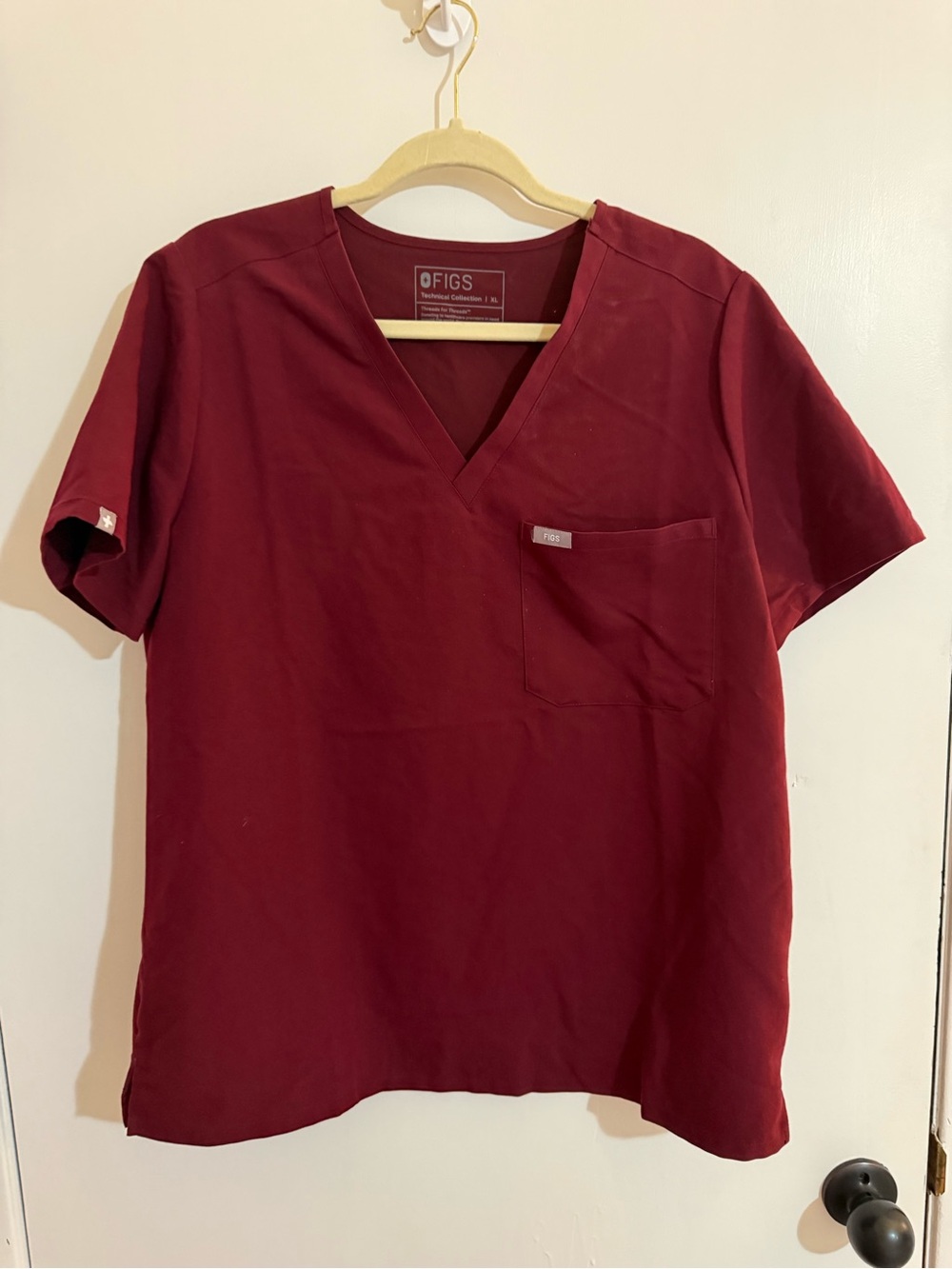 Figs Burgundy Catarina Scrub Top